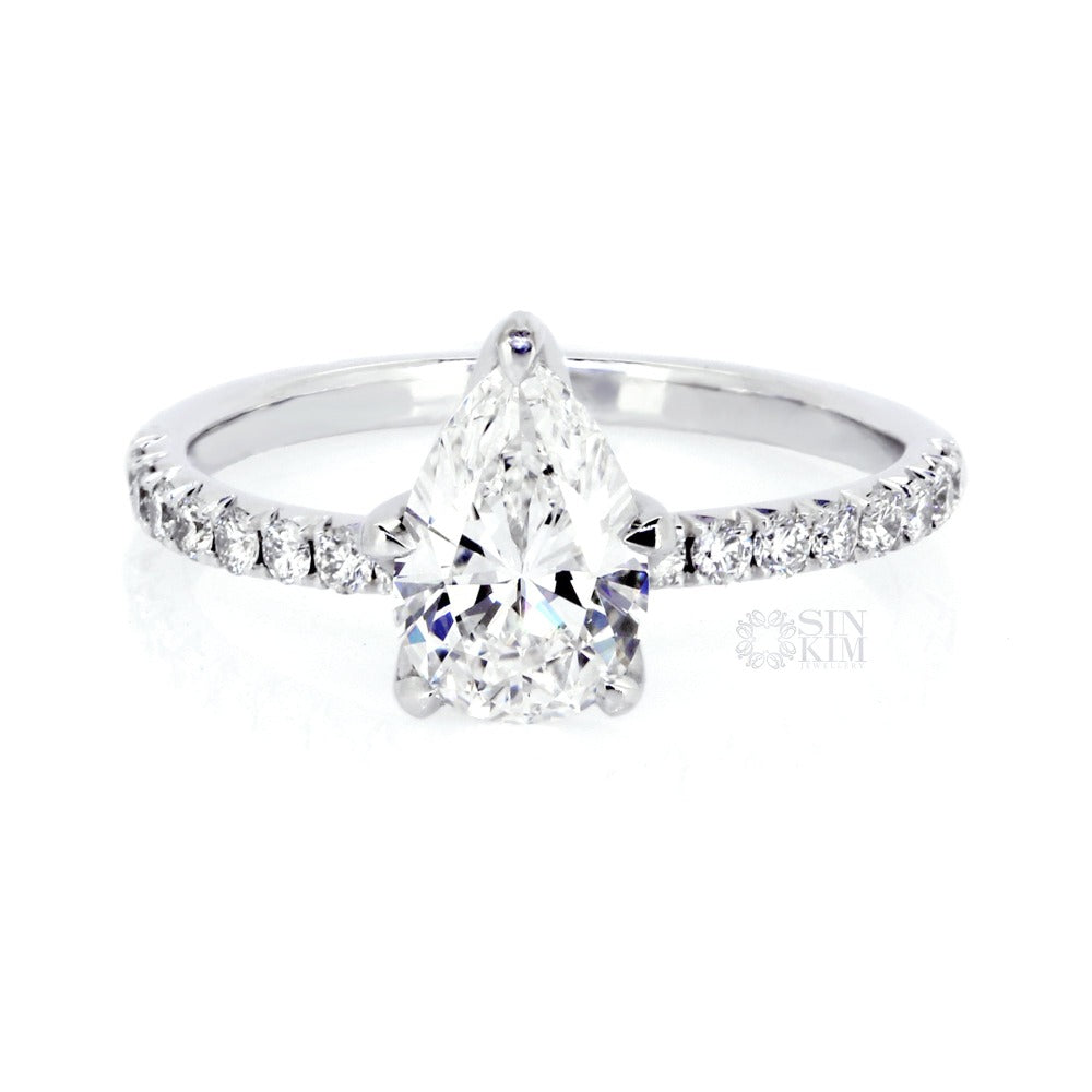 Pear Diamond Solitaire diamond band Eva Engagement Ring – Sin Kim Jewellery