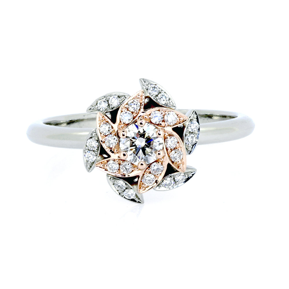 Sierra Pinwheel Ring rose gold and white gold flower ring with diamonds –  Sin Kim Jewellery