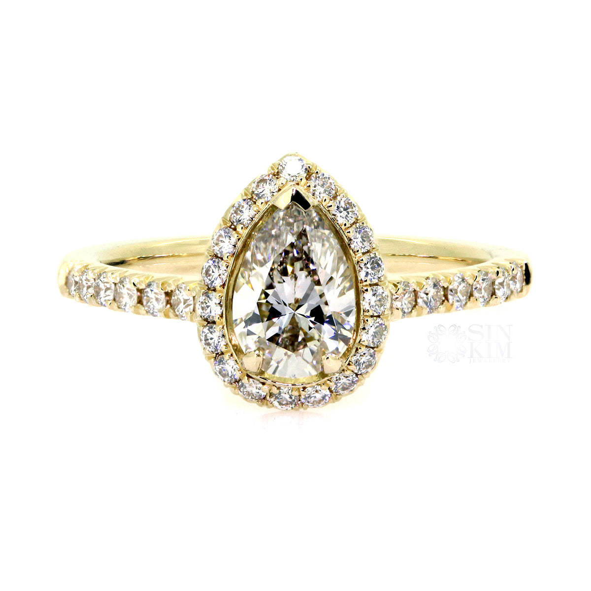 Taylor Ring Pear Shape Diamond Halo Engagement Ring yellow gold